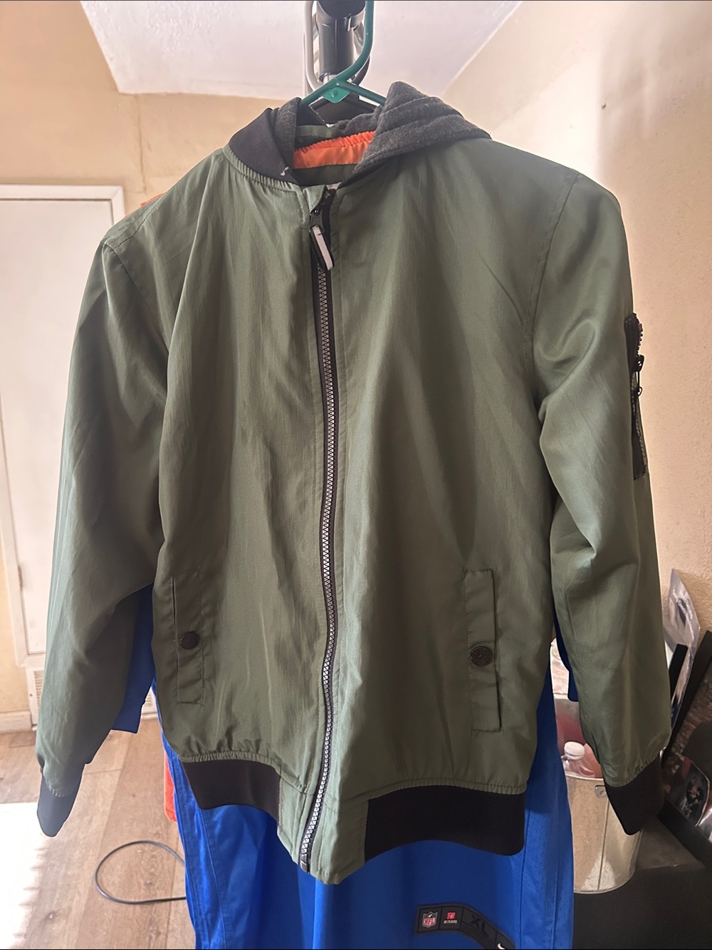 Kids Olive Hooded Bomber Jacket - Casual Everyday Layer